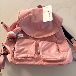 Kipling Light Pink Backpack with Plush Charm